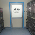 Grooming kennels. All stainless steel cage. Every pet gets a clean stainless steel cage.