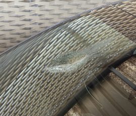 Crater in the windscreen